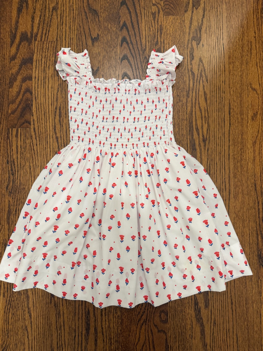 Eliza J White Dress with Red and Blue Floral Print